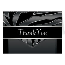 Silver Black Elegant Zebra Thank You Card