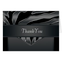 Silver Black Elegant Zebra Thank You Card