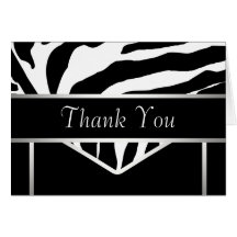 Silver Black Elegant Zebra Thank You Card
