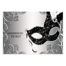 Silver Black Masquerade Party Admission Tickets Business Cards