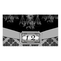 Silver & Black Ornate Chandelier Wedding Business Card Templates