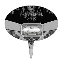 Silver & Black Ornate Chandelier Wedding Cake Pick