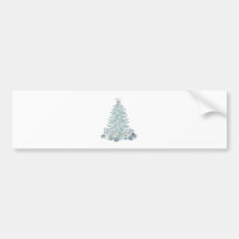 Silver blue Christmas tree and gifts Bumper Stickers