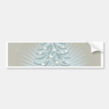Silver blue Christmas tree, balls and gifts Bumper Sticker