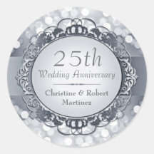 Silver Bokeh 25th Anniversary Sticker
