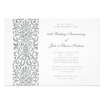 Silver Border 25th Wedding Anniversary Party Personalized Announcements