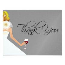 Silver Bridal shower flat thank you card Personalized Announcement