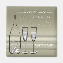 Silver Bubbles Celebration Save The Date Magnet