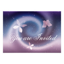 Silver Butterflies Invitation Card