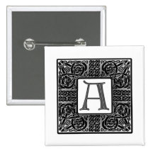 Silver Celtic "A" Monogram Button