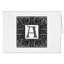 Silver Celtic "A" Monogram Greeting Cards