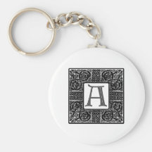 Silver Celtic "A" Monogram Keychains