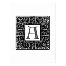 Silver Celtic "A" Monogram Postcard