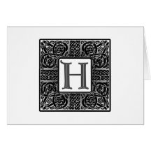 Silver Celtic "H" Monogram Greeting Cards