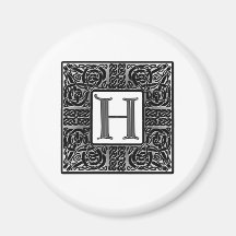 Silver Celtic "H" Monogram Refrigerator Magnet