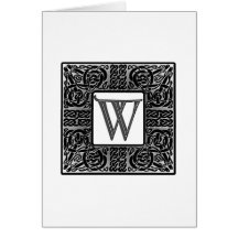 Silver Celtic "W" Monogram Card