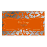 Silver damask/Burnt orange/chocolate Business Cards