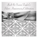Silver Damask Silver 25th Anniversary Party Custom Invitation