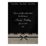 Silver, Diamond and Black Birthday Invitations