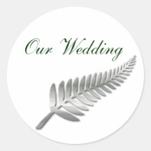 Silver Fern Wedding Envelope Seal Stickers