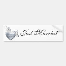 Silver Filigree Heart & White Roses Bumper Sticker