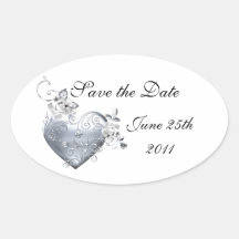 Silver Filigree Heart & White Roses Sticker