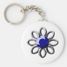 Silver flower with blue stone key chain