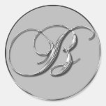 Silver Formal Wedding Monogram B Seal Sticker
