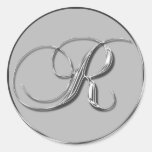 Silver Formal Wedding Monogram R Seal Sticker