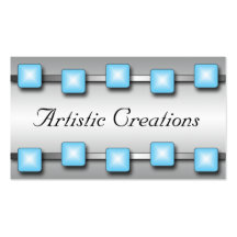 Silver Gems Blue Business Cards