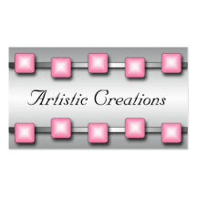 Silver Gems Pink Business Cards