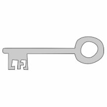 Silver Grey Key on White. Acrylic Cut Out