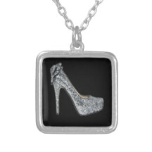 Silver High Heels Customise add Text Personalised Necklace