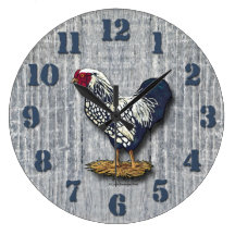 Silver Laced Wyandotte Roosters Barnboards Wall Clocks