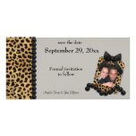 Silver Leopard And Black Pearls Save The Date Customized Photo Card