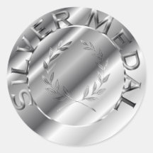 Silver Medal Round Sticker