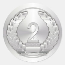 Silver Medal Round Sticker