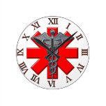 Silver Medical Profession Symbol Round Wall Clock