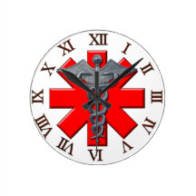 Silver Medical Profession Symbol Round Wall Clock