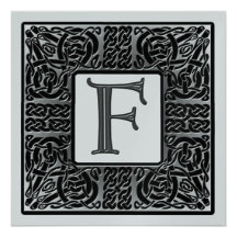 Silver Metallic F Monogram Invitation
