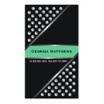 Silver metallic studs black mint green business card templates