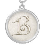 Silver Monogram Necklace - letter B