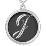 Silver Monogram Necklace - letter J