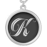 Silver Monogram Necklace - letter K