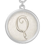Silver Monogram Necklace - letter Q