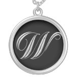 Silver Monogram Necklace - letter W