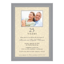Silver Ornate Anniversary Party Invitation