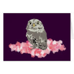 Silver Owl with Flowers Card