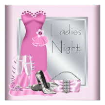 Silver Pink Champagne Pink Ladies Night Custom Invites