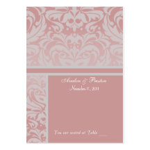 Silver & Pink Damask Table Placecard Business Card